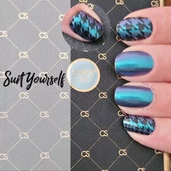 🎉3/$25  ✨Rare ✨Color Street Suit yourself  Houndstooth Teal Purple Duochrome - Picture 2 of 10